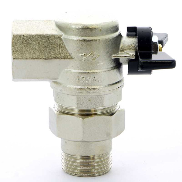 Кран Bugatti угловой 1" шаровый со сгоном Oregon 594 (черная бабочка) (05940009)