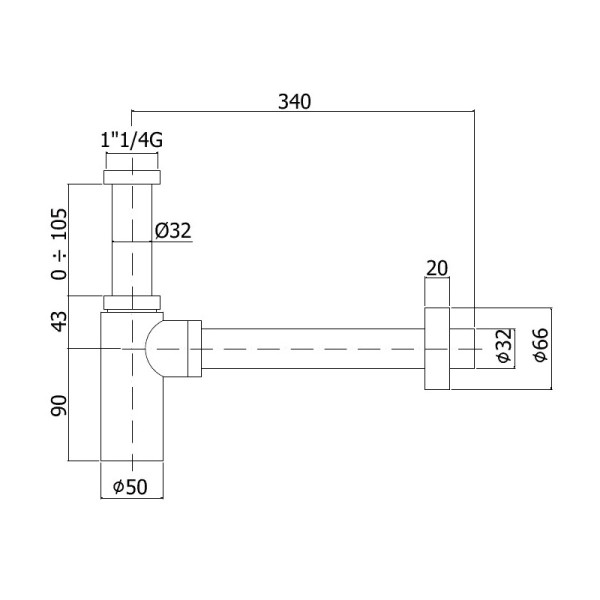 Cифон Paffoni Minimal 1"1/4 белый (ZACC240BO)