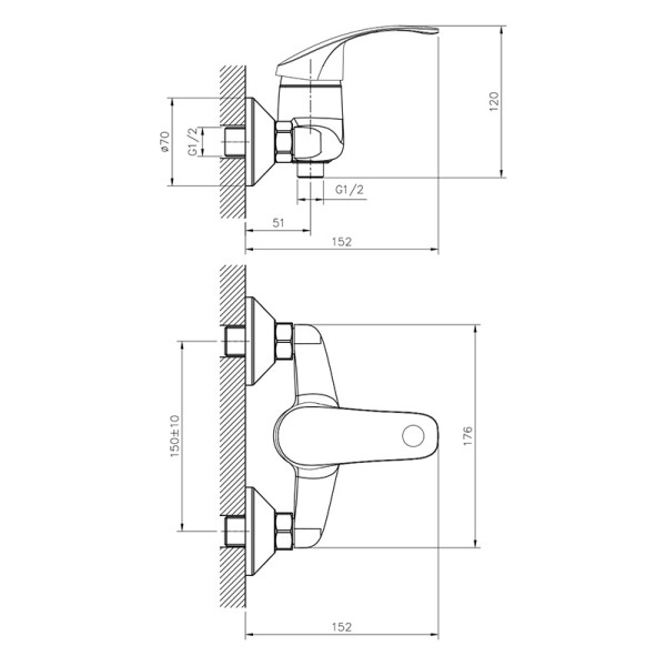 Смеситель для душа Decoroom DR71 хром (DR71055)