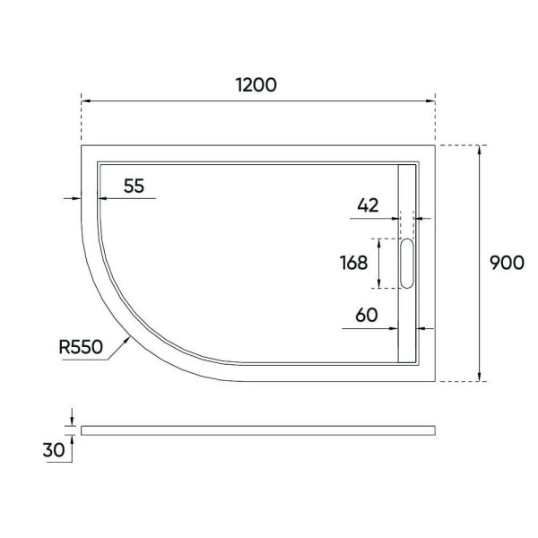 Душевой поддон Veconi TZ06R 120x90 правый (TZ06R-12090A-01-19C3)