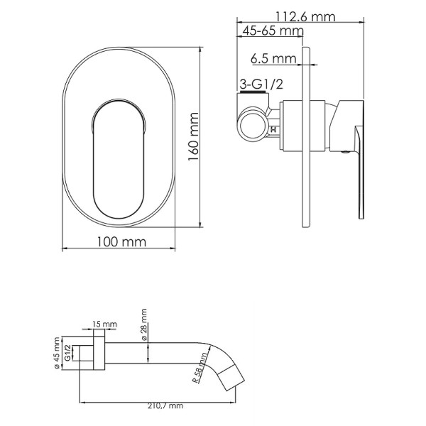 Смеситель для раковины WasserKRAFT черная (A74543)