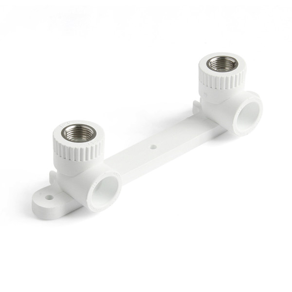 Водорозетка двойная на планке PP-R 20*1/2"В "Pro Aqua" (латунь, белая) (PA280008P)