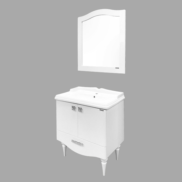 Тумба напольная Comforty Монако 800x850x490 белый глянцевый с раковиной (00-00001488)