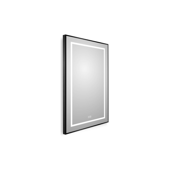 Зеркало BelBagno 500x32x800 в алюминиевой раме со встроенным светильником сенсорным выключателем и подогревом (SPC-KRAFT-500-800-LED-TCH-WARM-NERO)