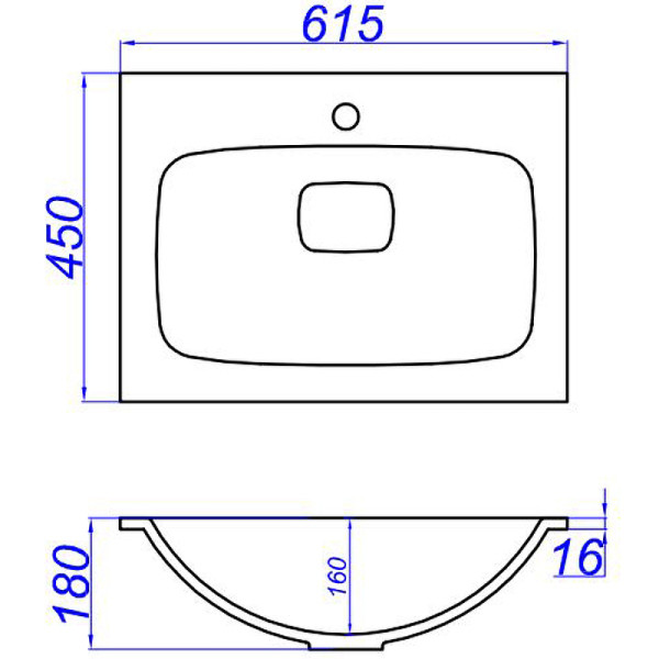 Раковина мебельная Aqwella Malaga 615x180x450 белая (Mal.06.04.D)