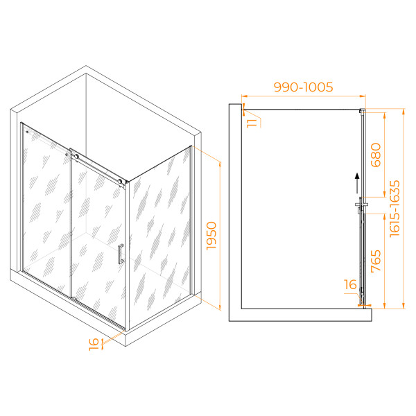 Душевой уголок RGW Tornado 160x100 стекло прозрачное, профиль хром (02074460-11) Душевой уголок RGW Tornado 160x100 стекло прозрачное, профиль хром (02074460-11)