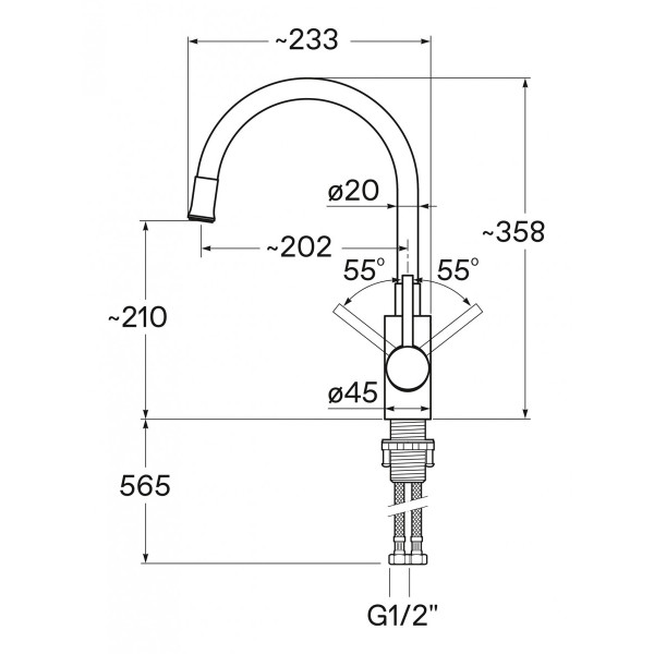 Смеситель для кухни Santek Риф с гибким изливом черный (WH5A44025N001)