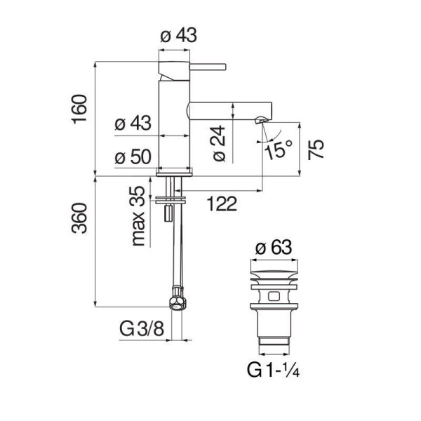 Смеситель для раковины Nobili Live хром (LV00418/3CR)