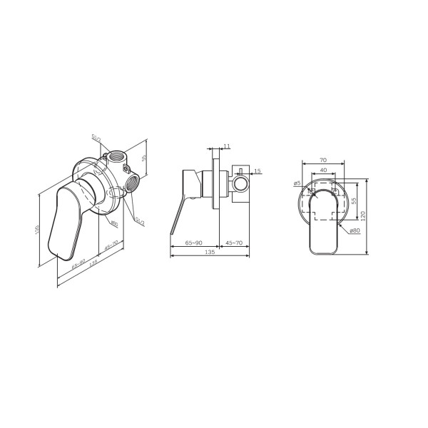 Смеситель для душа AM.PM X-Joy (F85A65000) встраиваемый Смеситель для душа AM.PM X-Joy (F85A65000) встраиваемый