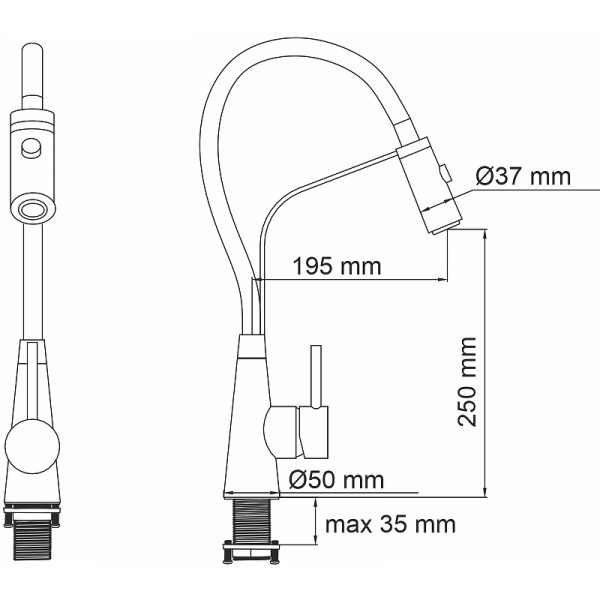 Смеситель для кухни WasserKRAFT черный (A8417)