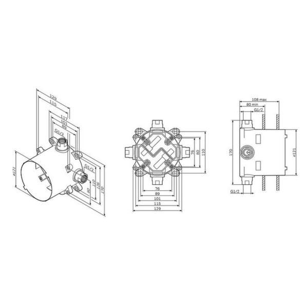 Внутренняя часть встраиваемого смесителя AM.PM MultiDock (F100100) Внутренняя часть встраиваемого смесителя AM.PM MultiDock (F100100)