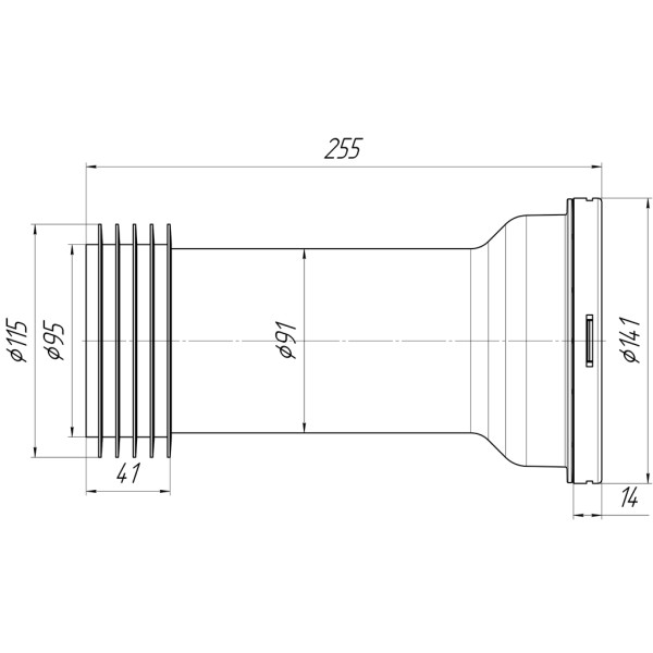 Отвод для унитаза прямой 250 мм. АНИ (с гребенкой) АНИ пласт (W1238)