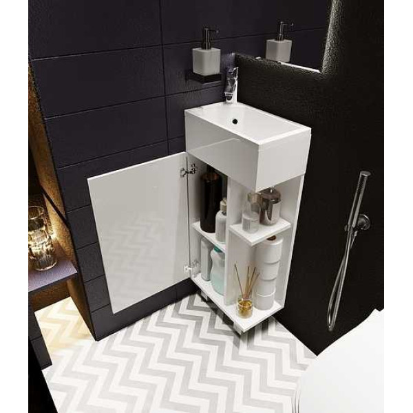 Тумба напольная 1Marka Laura 390*220*850 с раковиной, белый (У85928)