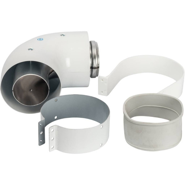 Элемент дымохода Stout DN60/100 адаптер для котла угловой 90° коаксиальный (совместимый с Vaillant, Protherm NEW)(с логотипом) (SCA-6010-230190)