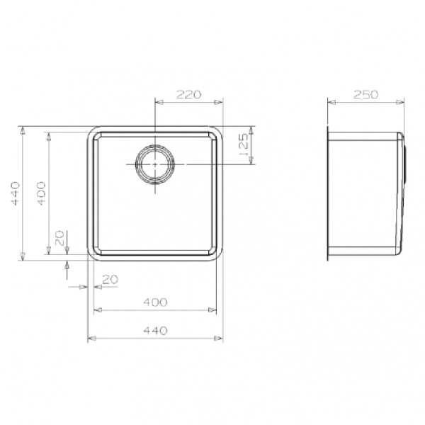 Мойка для кухни врезная Reginox Kansas L Cuadrat 440x440