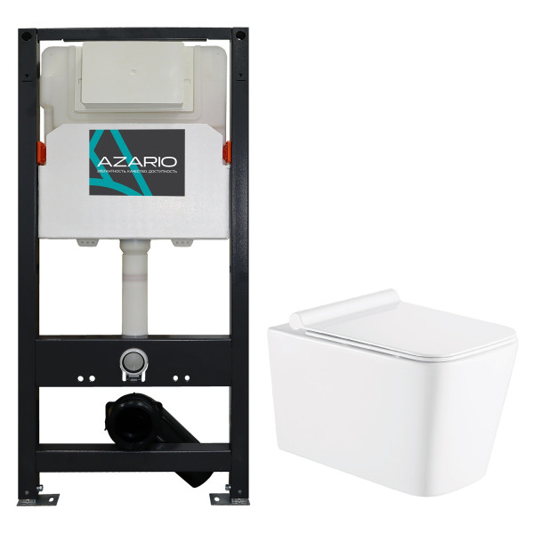 Инсталляция с унитазом Сет Azario Инсталляция для подвесного унитаза 3/6л с унитазом Mona без клавиши Инсталляция с унитазом Сет Azario Инсталляция для подвесного унитаза 3/6л с унитазом Mona без клавиши
