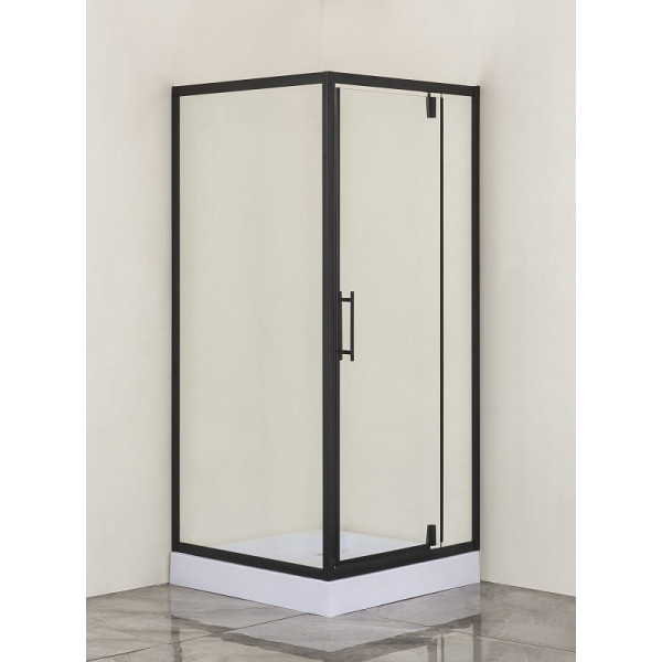 Душевой уголок Loranto Sunway 90х90х200 поддон 13 см, стекло прозрачное, профиль черный (CS-604A 90)