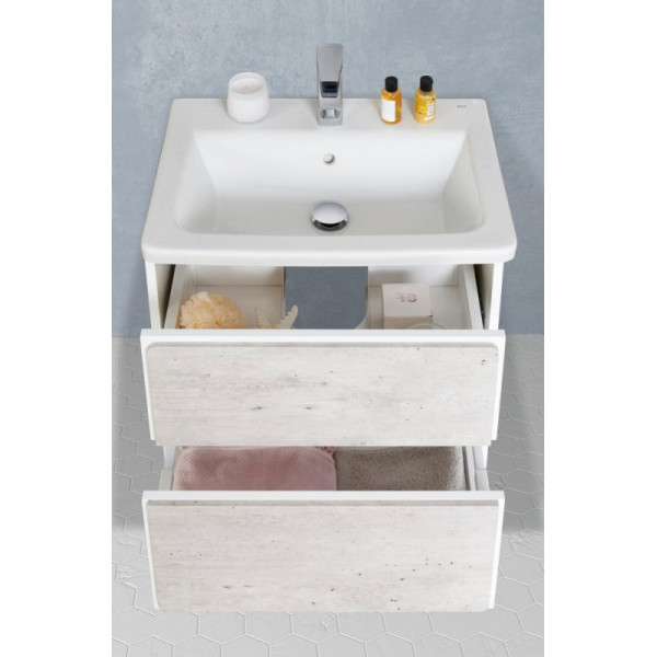 Тумба подвесная Roca Ronda 57,7x41,2x48 Бетон/белый матовый (ZRU9303002)