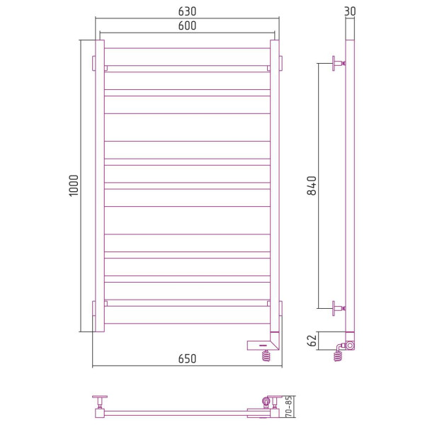Полотенцесушитель электрический Сунержа Центурион 2.0 1000x600 МЭМ правый, белый (12-5603-1060) Полотенцесушитель электрический Сунержа Центурион 2.0 1000x600 МЭМ правый, белый (12-5603-1060)