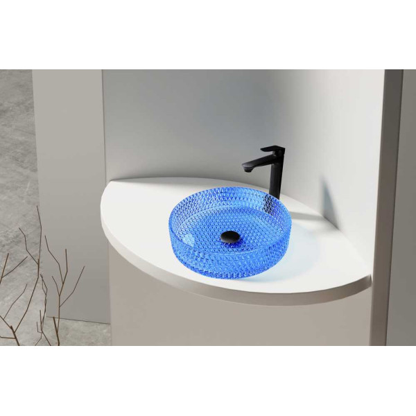 Раковина накладная Abber Glas синяя (AK2301DB)