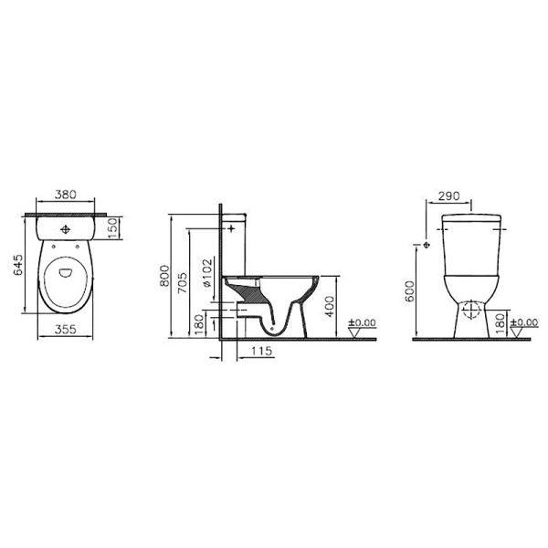 Унитаз-компакт Vitra S10 Open-Back с сиденьем микролифт (9822B003-7204)