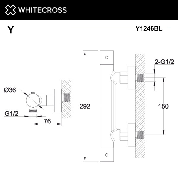 Смеситель для душа Whitecross Y черный мат (Y1246BL)