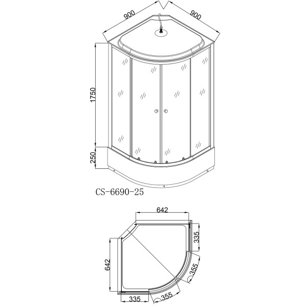 Душевая кабина Loranto 90x90x250 стекло матовое, профиль хром (CS-6690-25FW 90) Душевая кабина Loranto 90x90x250 стекло матовое, профиль хром (CS-6690-25FW 90)