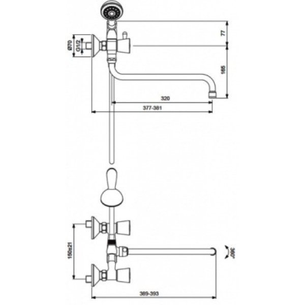 Cмеситель для ванны и душа Vidima Квадро (BA249AA) Cмеситель для ванны и душа Vidima Квадро (BA249AA)
