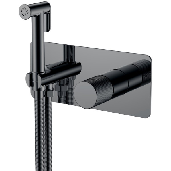 Смеситель с гигиеническим душем Boheme Stick SGM (графит глянец) (127-SGM.4)