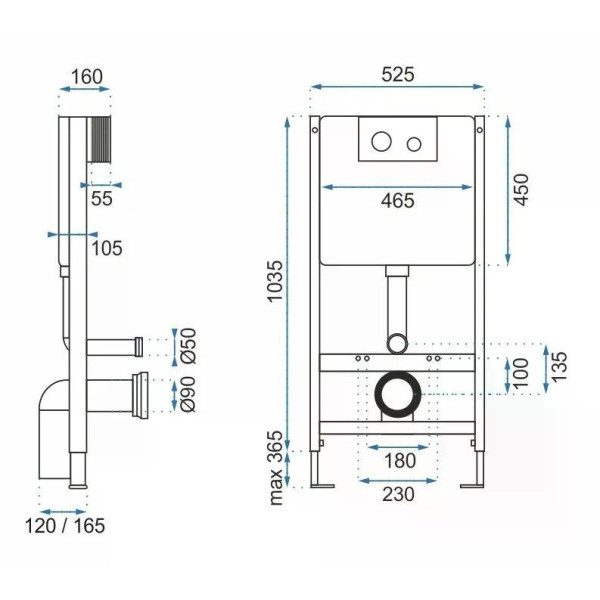 Инсталляция для подвесного унитаза Rea (REA-E0009)