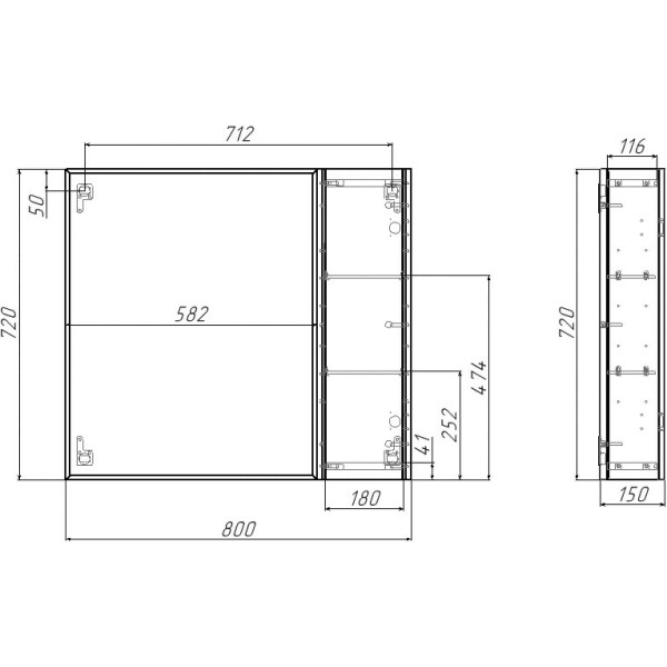 Шкаф зеркальный Домино Uno 80 (DU1504HZ) Шкаф зеркальный Домино Uno 80 (DU1504HZ)