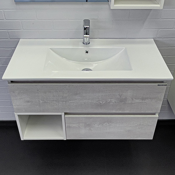 Тумба подвесная Comforty Турин 910x500x465 дуб бежевый матовый с раковиной (00-00001572)