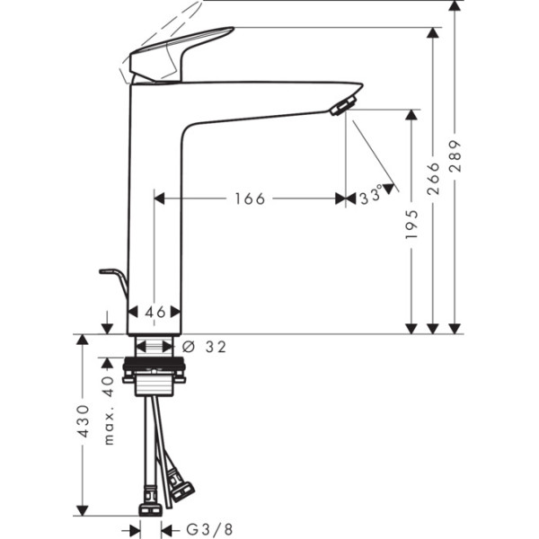 Смеситель для раковины Hansgrohe Logis хром, с донным клапаном (71090000)