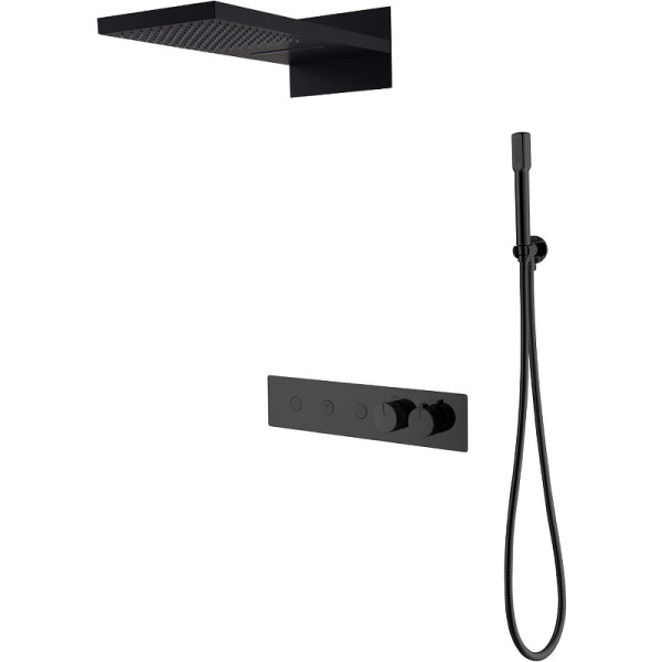 Система душевая Boheme Fusion встраиваемая термостат, верхний душ, ручной душ, черная (131-B) Система душевая Boheme Fusion встраиваемая термостат, верхний душ, ручной душ, черная (131-B)