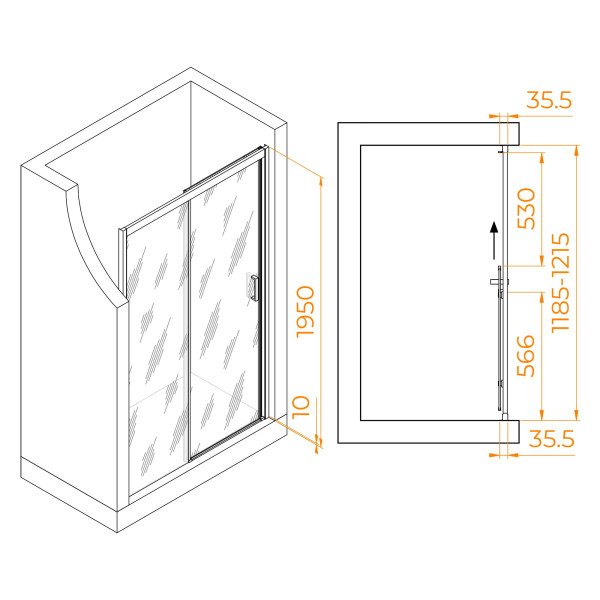 Душевая дверь RGW Passage 120x195 стекло матовое-сатинат, профиль хром (350801712-21)