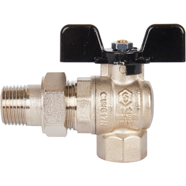 Кран угловой 3/4" шаровый со сгоном Stout ГОСТ (чёрная бабочка, полнопроходной) SVB-0008-200020