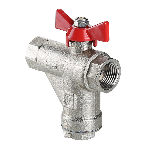 Кран 3/4" ВВ шаровый со встроенным прямым фильтром Valtec (красная бабочка) VT.294.N.05