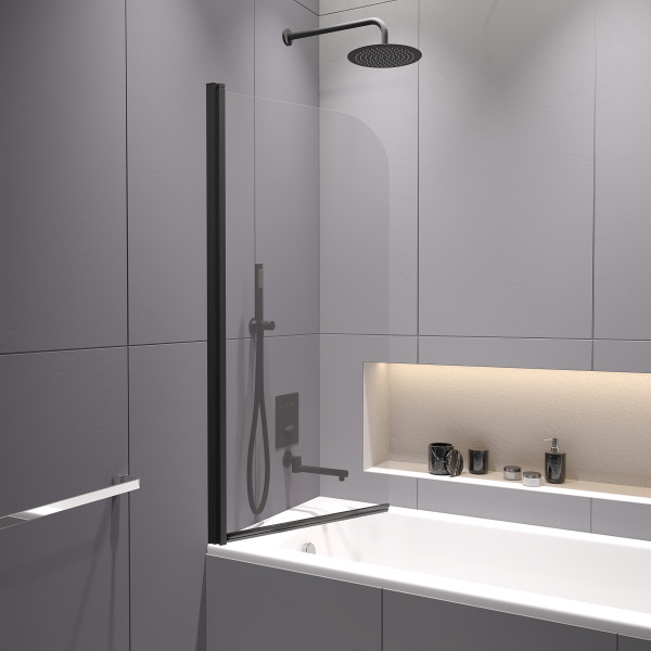 Душевые шторки для ванн RGW Screens 60x150 стекло прозрачное, профиль черный (411110906-14)