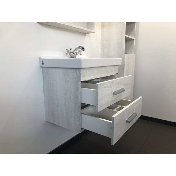Тумба подвесная с раковиной Comforty Никосия 600x400x530 дуб белый (00004138879)