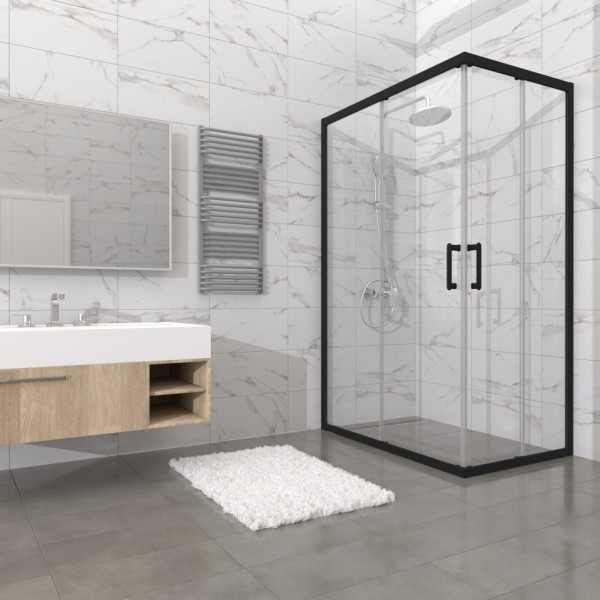 Душевой уголок Triton Фикс-Блэк 120x80  стекло прозрачное, профиль черный (DK397)