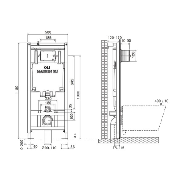 Инсталляция для подвесного унитаза Oli 80 50x115x12 механическая (300572m)
