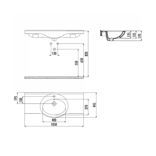 Раковина мебельная Creavit Epic 105x44,5 белая (ET205-00CB00E-0000)