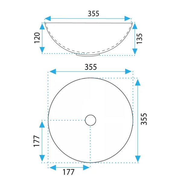 Раковина накладная REA Stella black marble Brush 35,5x35,5x13,5 мрамор (REA-U9086)