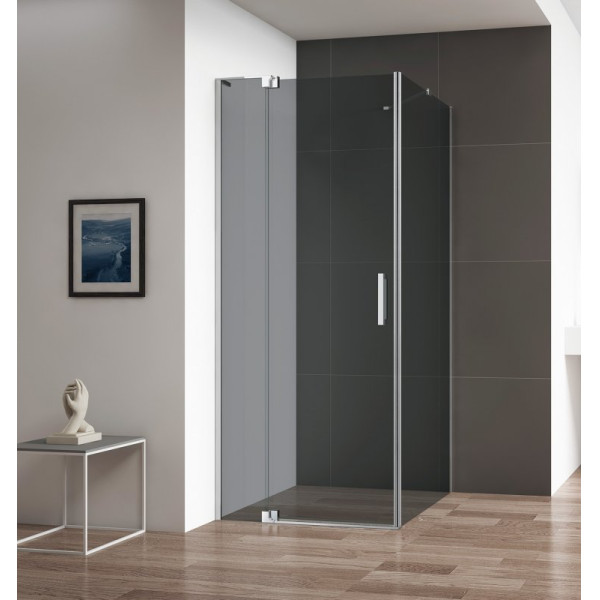 Душевой уголок Cezares Slider 80x80x195 стекло тонированное (графит), профиль хром (SLIDER-AH-1-80-80/90-GRIGIO-Cr)