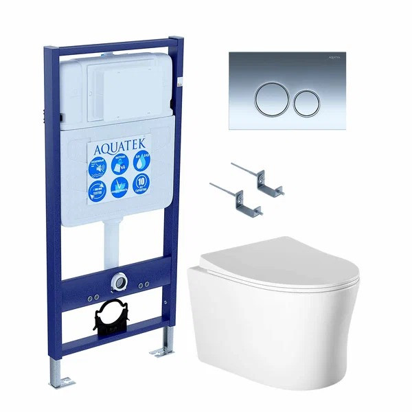 Комплект нсталляция c унитазом Aquatek Ника-018 4в1 рама Standard INS-0000012+крепеж KKI-0000002+клавиша KDI-0000018+унитаз Ника AQ2009-00 с тонким
