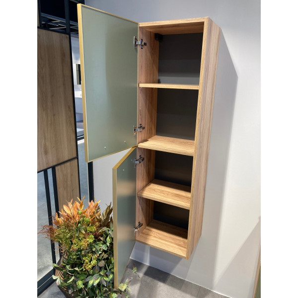 Пенал подвесной Orka Salerno 400x320x1380 зеленый матовый, светлое дерево (3005748)