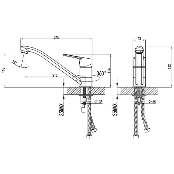 Смеситель для кухни Azario хром (AZ-WSA654235AJ) Смеситель для кухни Azario хром (AZ-WSA654235AJ)