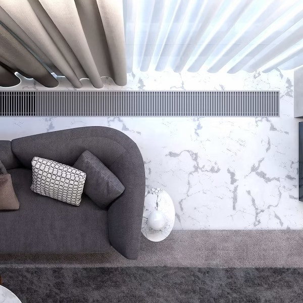 Конвектор внутрипольный с естественной конвекцией Velar KWH 160-105-1000/PPA 160-1000/C с решеткой анодированный алюминий