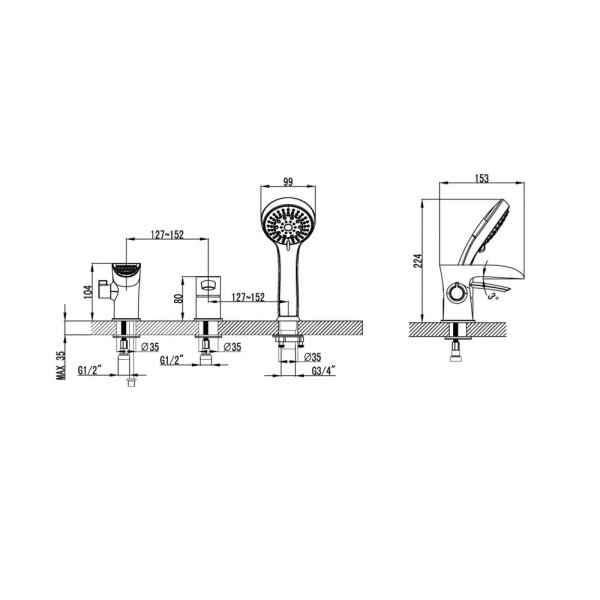 Смеситель на борт ванны Lemark Atlantiss (LM3245C)