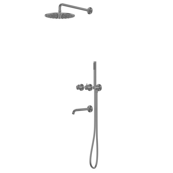 Душевая система Abber Wasser Kreis 316 скрытого монтажа с изливом, термостат, оружейная сталь брашированная (AF8150BGG)